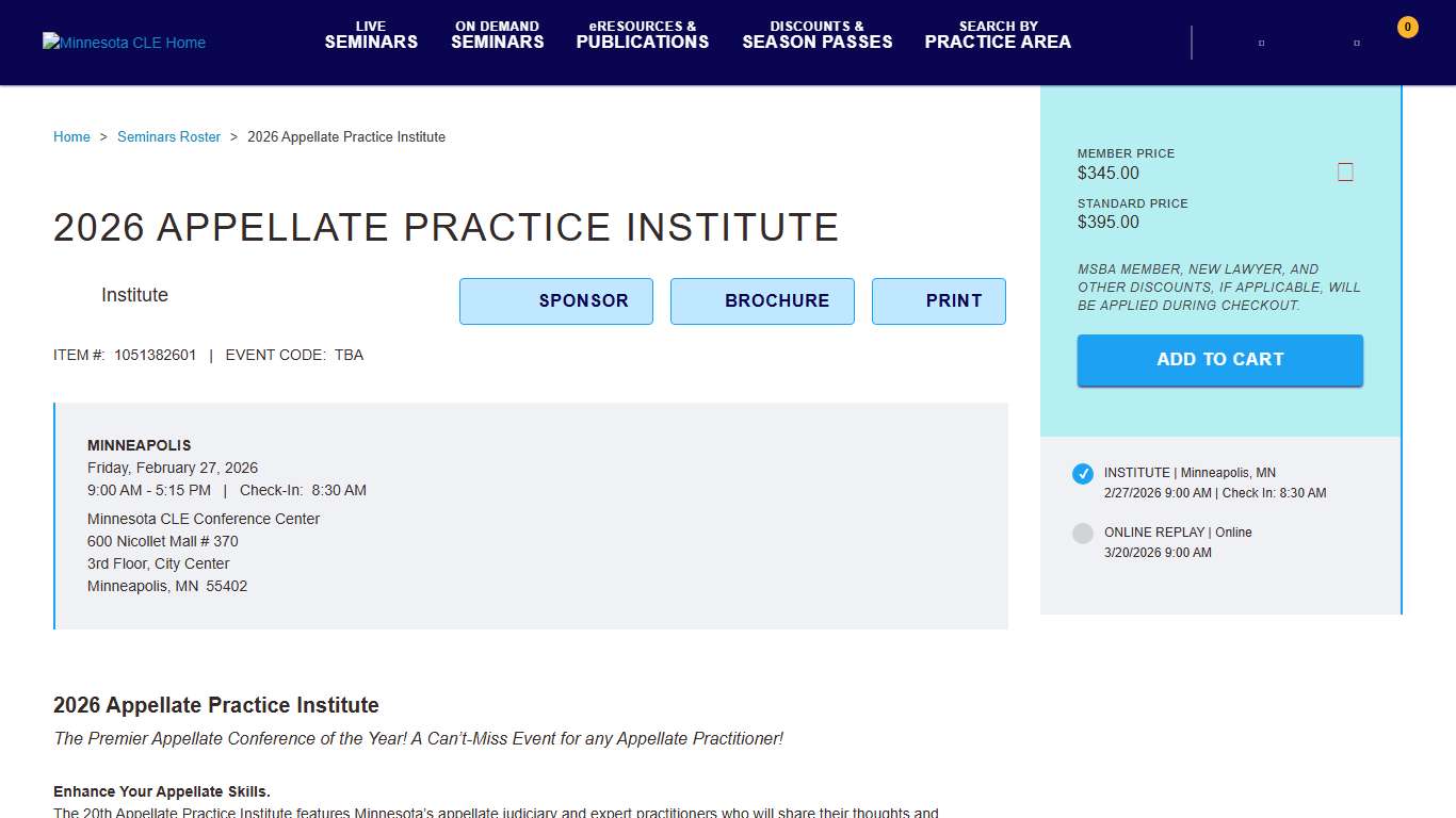 2026 Appellate Practice Institute - Minnesota CLE