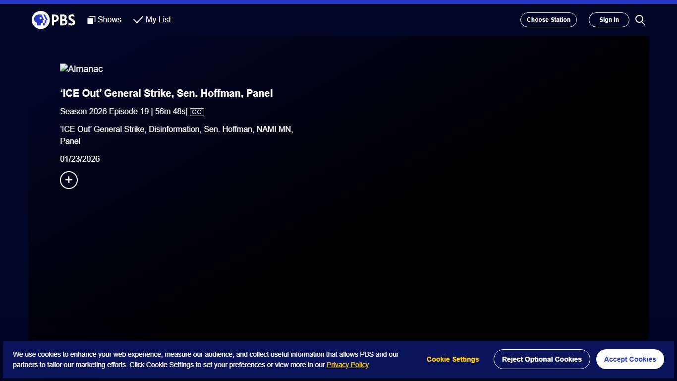 Almanac ‘ICE Out’ General Strike, Sen. Hoffman, Panel Season 2026 Episode 19 PBS