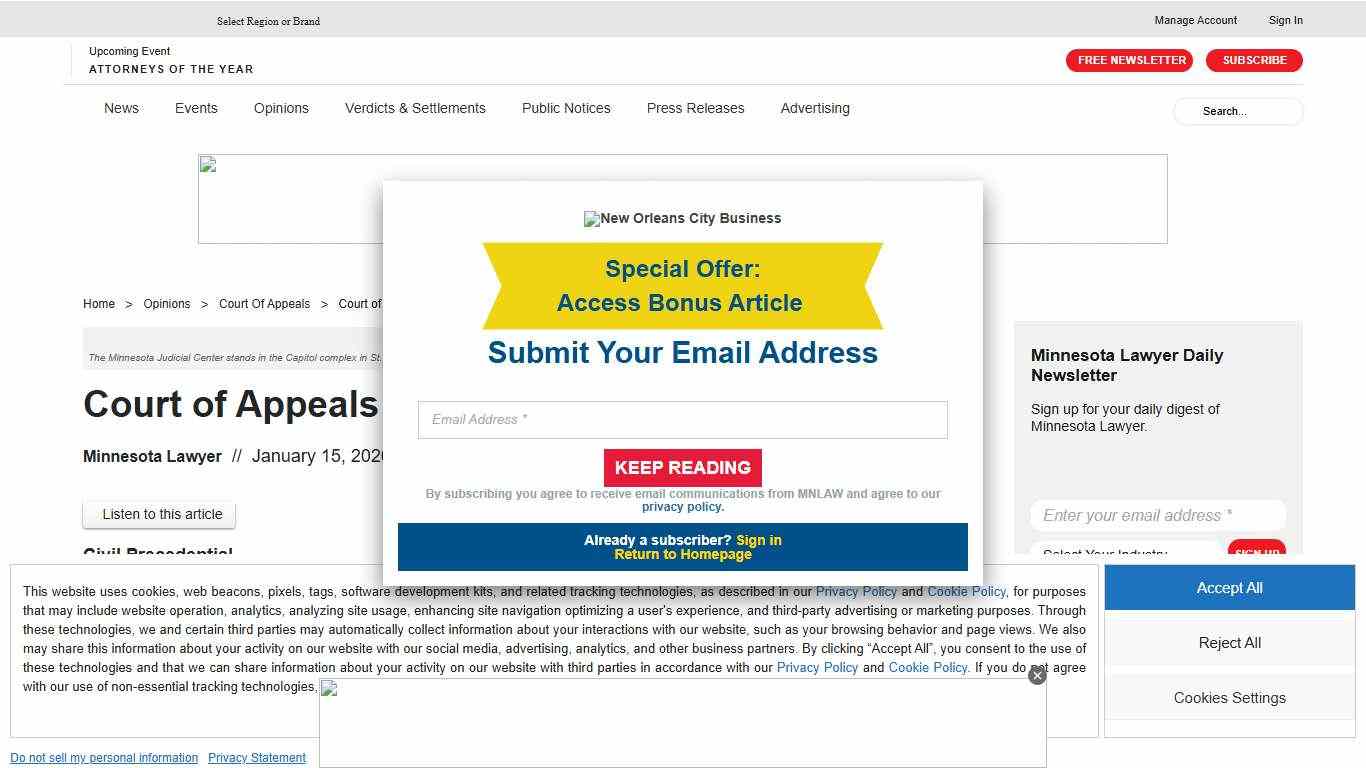 Minnesota Court of Appeals Digest: Jan. 12, 2026 – Minnesota Lawyer