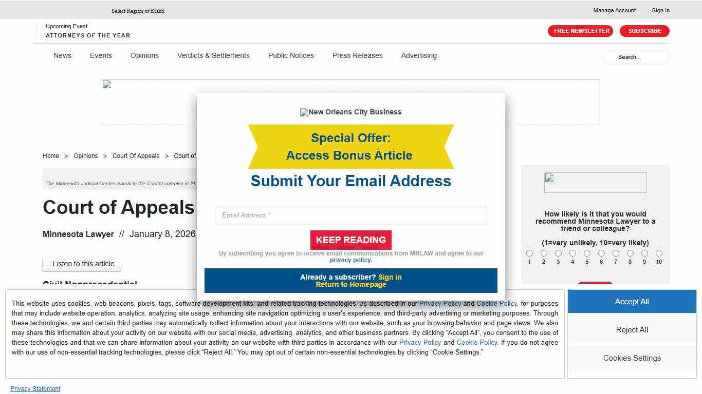 Minnesota Court of Appeals Digest: Jan. 5, 2026 – Minnesota Lawyer